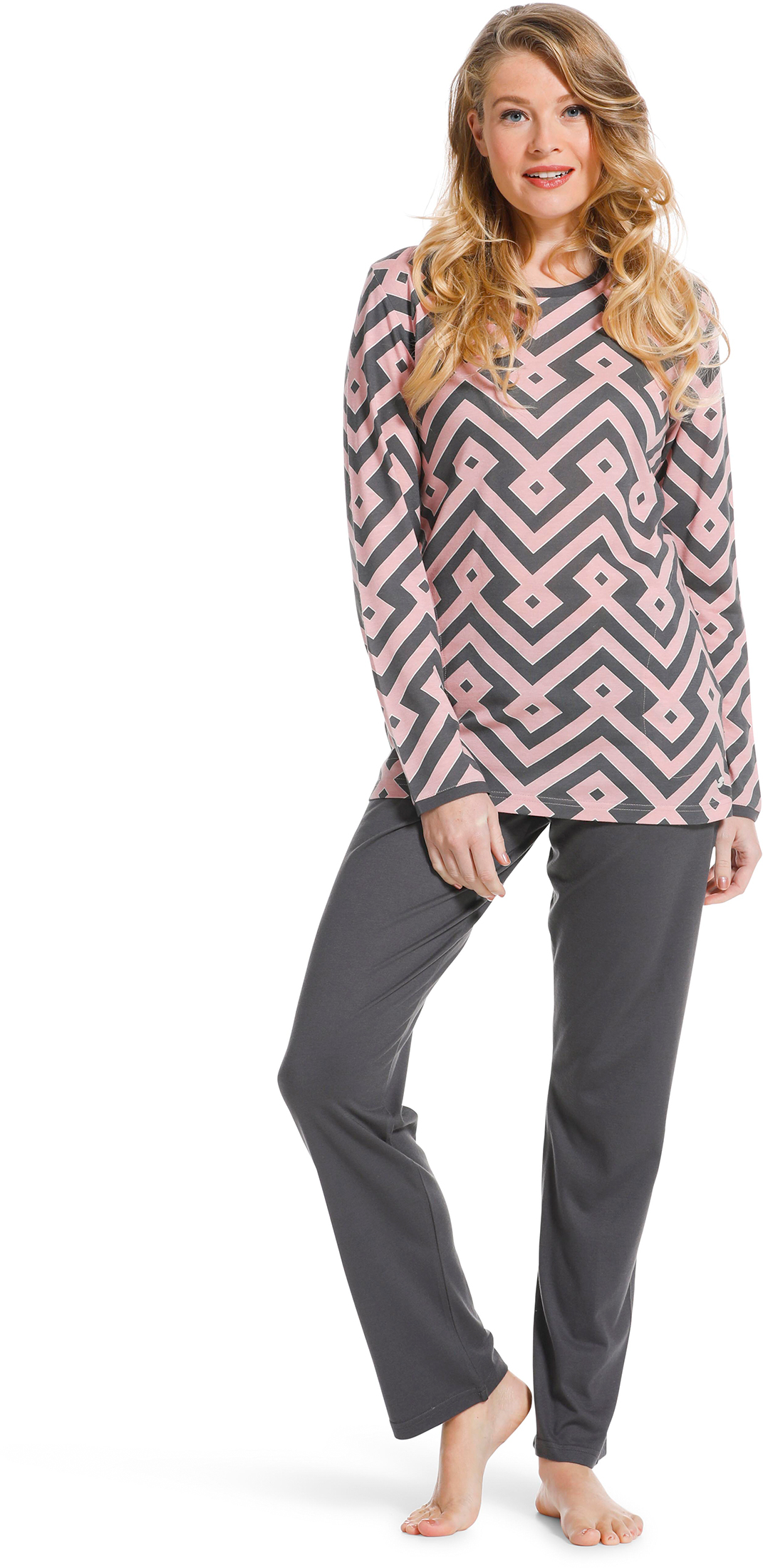 Pastunette - Graphic Mauve - Pyjamaset - Roze/Grijs - Maat 52