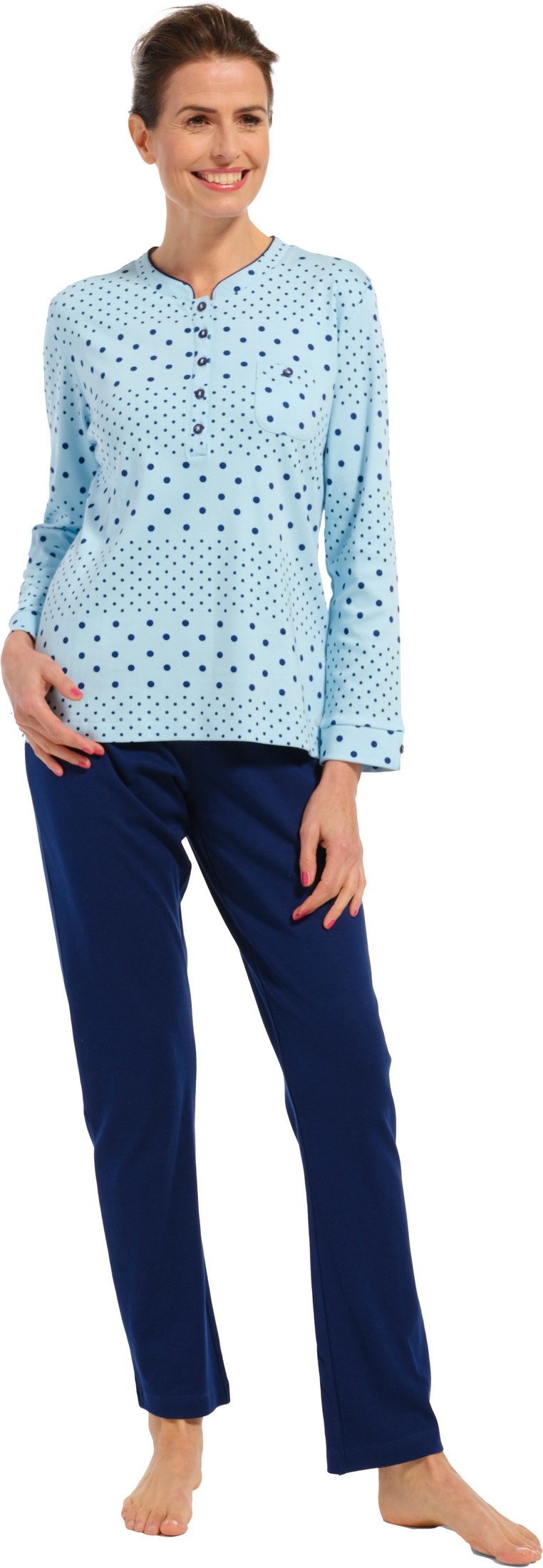 Warm lichtblauwe dames pyjama Pastunette