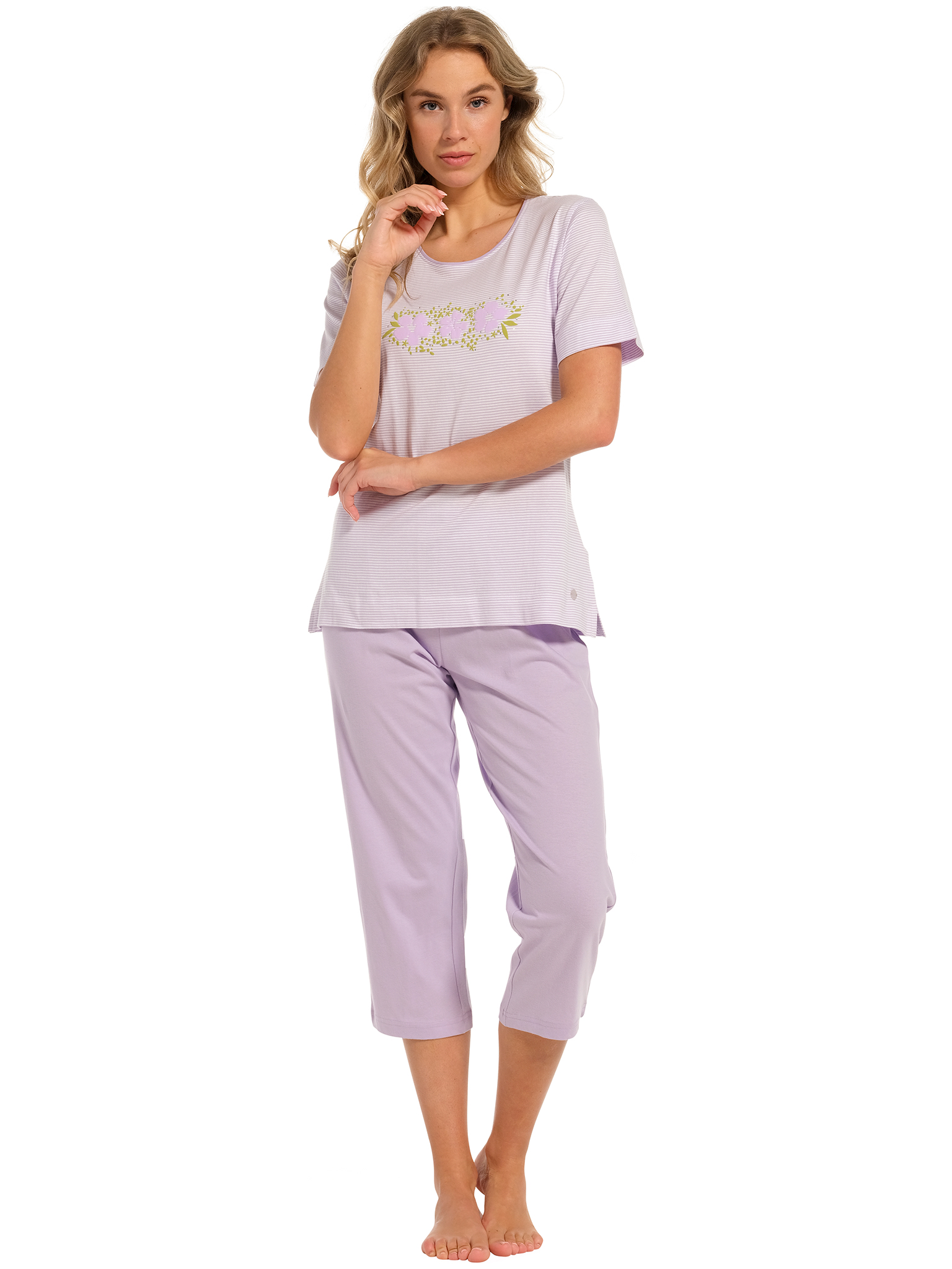 Pastunette - Blossoms - Dames Pyjamaset - Paars - Katoen - Maat 40