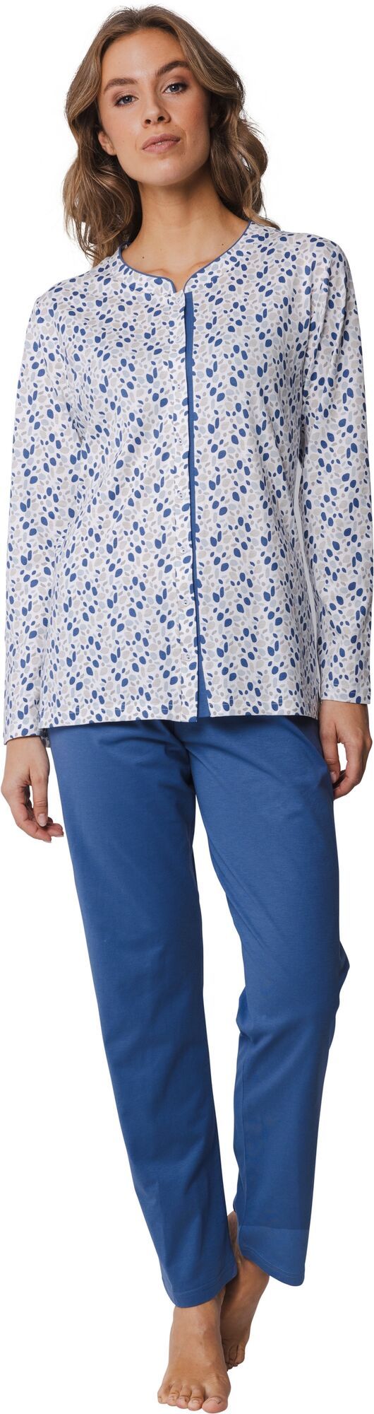 Pastunette dames pyjama doorknoop 20242-150-6 - Blauw - 54