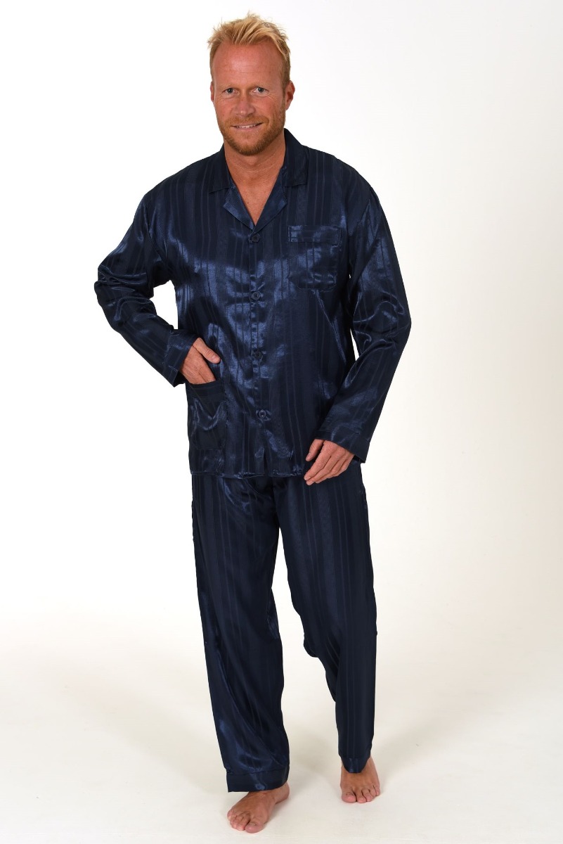 Heren pyjama satijn 94010 - Blauw - 50