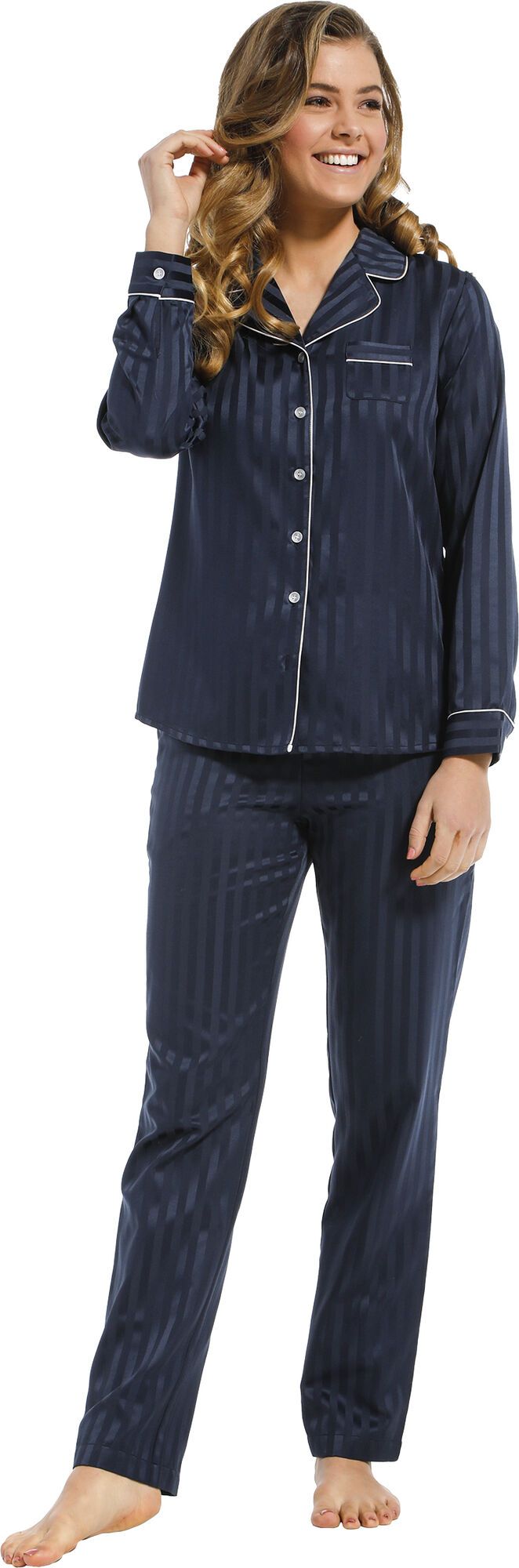 Dames pyjama satijn Pastunette De Luxe 25212 310 6 blauw Blauw 48