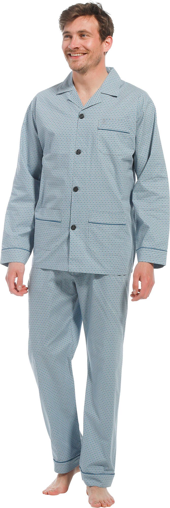 Robson heren pyjama doorknoop 27221 700 6 Blauw XXL 56